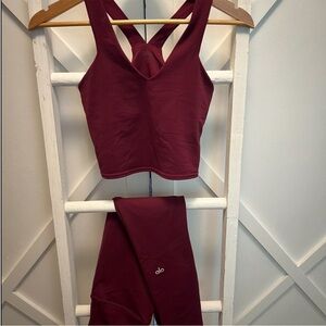 ALO Set - Airbrush Real Bra Tank & matching High Waist Full Length Leggings XS